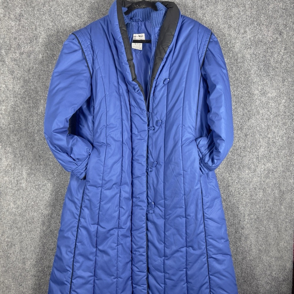 Vintage Weather Wise Betsy B Blue Quilted Long Winter Coat 17/18 Puffer